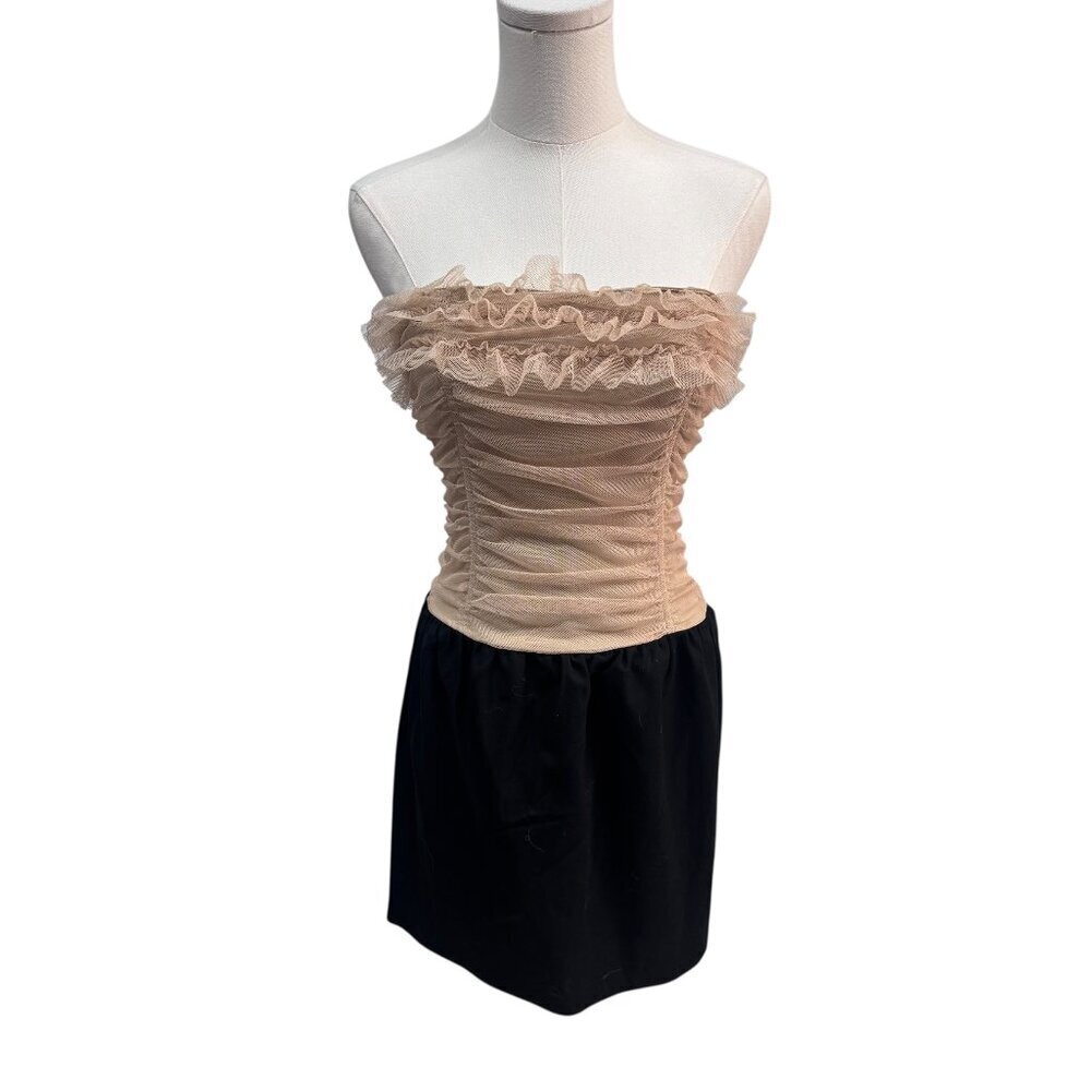 EUC Elizabeth and James Strapless Tulle Bodice Dress – Nude & Black – Size 2